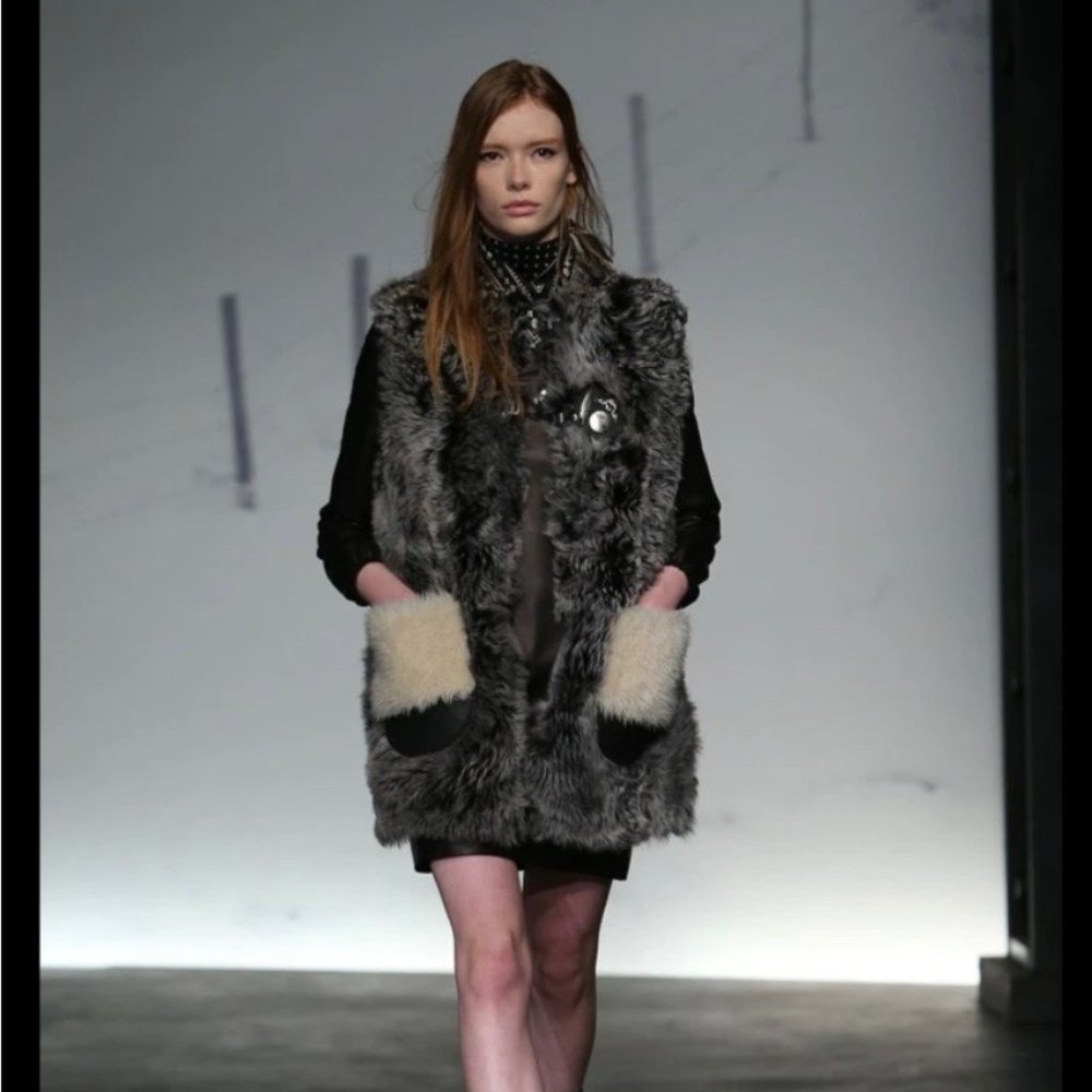 Coach Curly Mongolian Sheep Shearling Vest